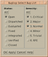 Bug List selection tool